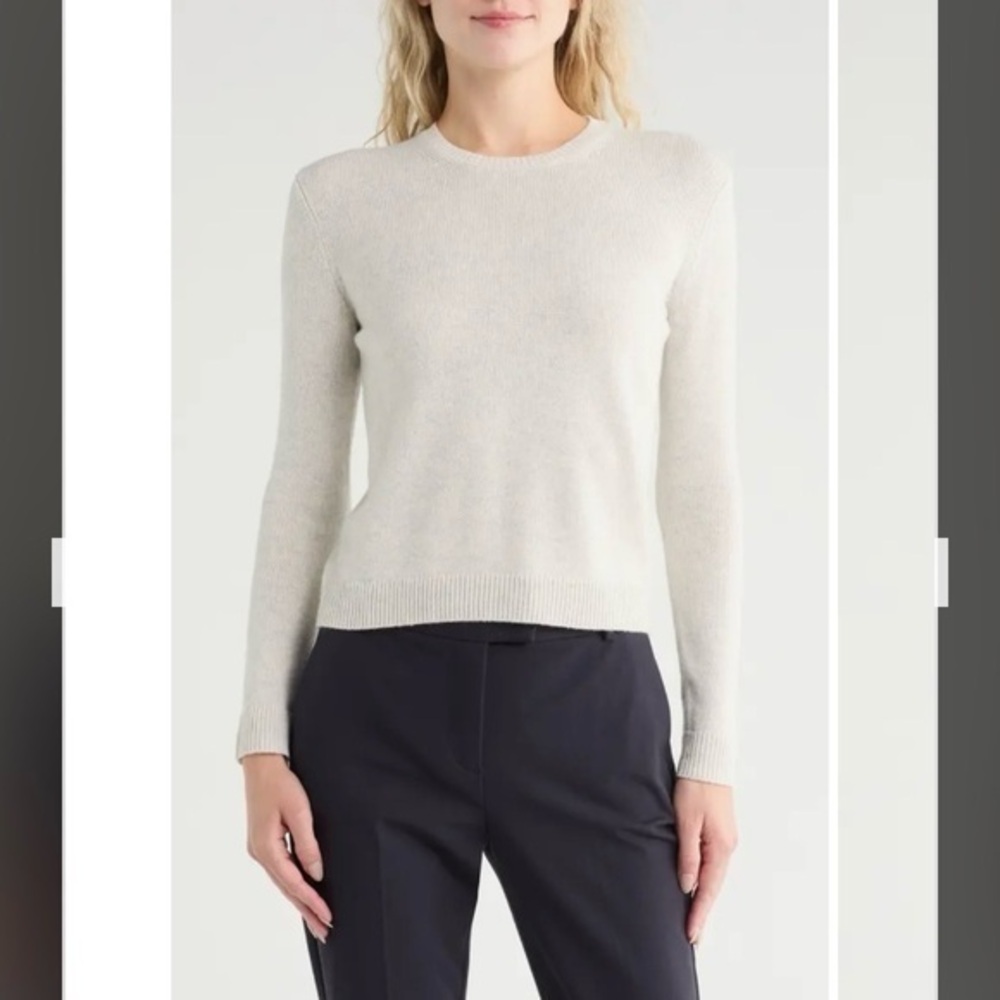 TWP Jill Crewneck Cashmere Sweater in White Heather Grey Size XL